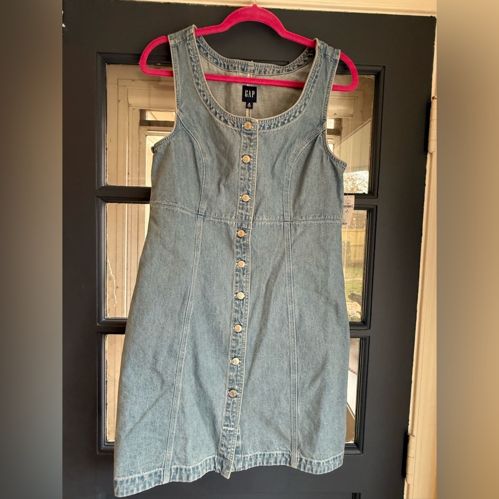 NWT GAP Denim Button-Down Dress Medium Tall